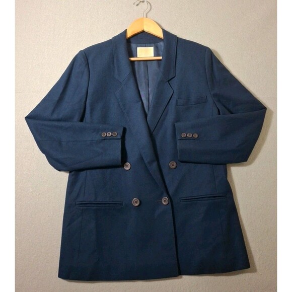 Vintage Pendleton Women’s Blazer Navy Blue 100% Virgin Wool Size 12 - Picture 1 of 14